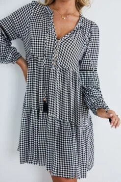 Ludmilla Dress - Black Print -Reverse Sale Store Ludmilla Dress Black Print Dresses womens dresses womens clothing 4