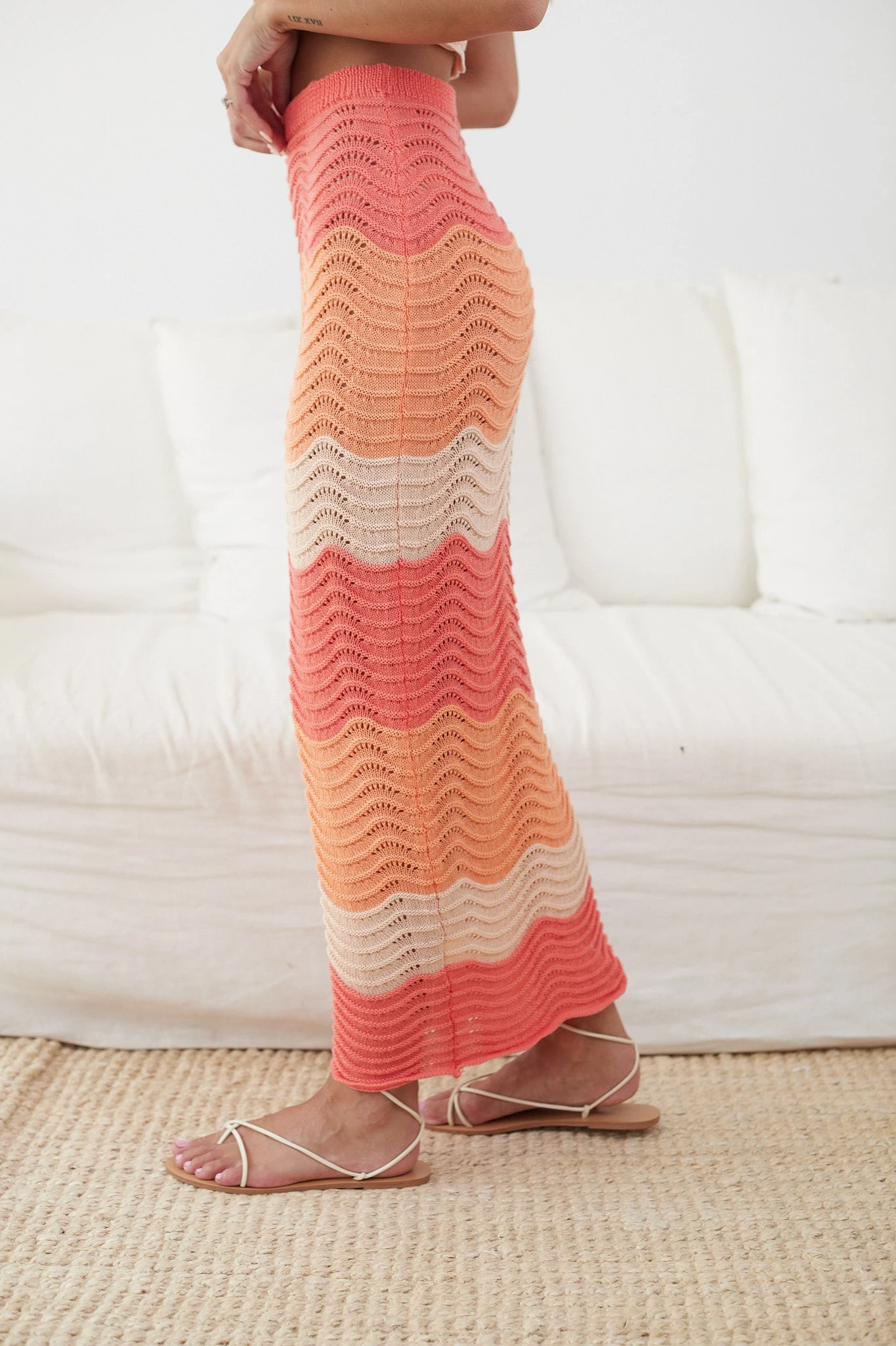 Milanna Crochet Skirt - Tangerine Print 9 Milanna Crochet Skirt - Tangerine Print - Image 7