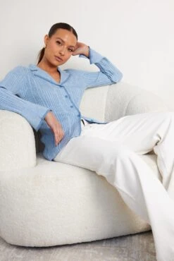 Reverse Sale Store -Reverse Sale Store Mirae Knit Top Blue Tops womens clothing 2