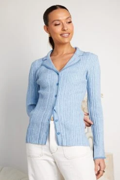 Mirae Knit Top - Blue -Reverse Sale Store Mirae Knit Top Blue Tops womens clothing 4