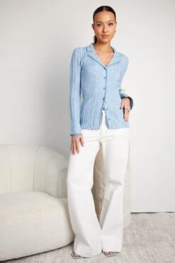 Mirae Knit Top - Blue -Reverse Sale Store Mirae Knit Top Blue Tops womens clothing 5