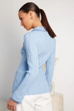 Mirae Knit Top - Blue -Reverse Sale Store Mirae Knit Top Blue Tops womens clothing 7