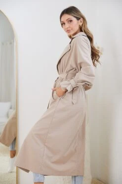 Persis Trench Coat - Mocha 11 Persis Trench Coat - Mocha -Reverse Sale Store Persis Trench Coat Mocha Coats womens clothing 3