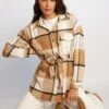 Reeva Shirt Jacket - Brown Check -Reverse Sale Store ReevaShirtJacket BrownCheckWJT210Ecom10.05.231207