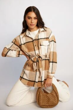 Reeva Shirt Jacket - Brown Check