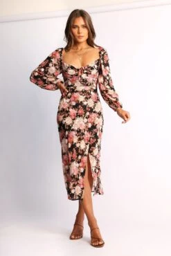 Rhonda Dress - Black Floral