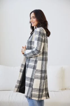 Romina Coat - Check Print 11 Romina Coat - Check Print -Reverse Sale Store Romina Coat Check Print Coats womens clothing 3