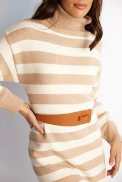 Roxeen Knit Dress - Beige Stripe 14 Roxeen Knit Dress - Beige Stripe -Reverse Sale Store Roxeen Knit Dress Beige Stripe Dresses womens dresses womens clothing 6