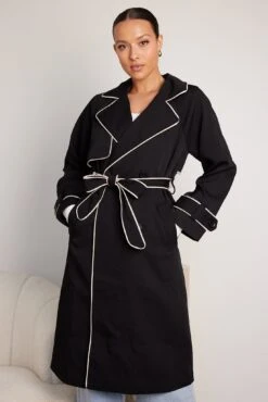 Sebasta Trench Coat - Black Multi 11 Sebasta Trench Coat - Black Multi -Reverse Sale Store SebastaTrenchCoat BlackMultiWJT2171206