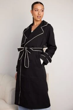 Sebasta Trench Coat - Black Multi 13 Sebasta Trench Coat - Black Multi -Reverse Sale Store SebastaTrenchCoat BlackMultiWJT2171208