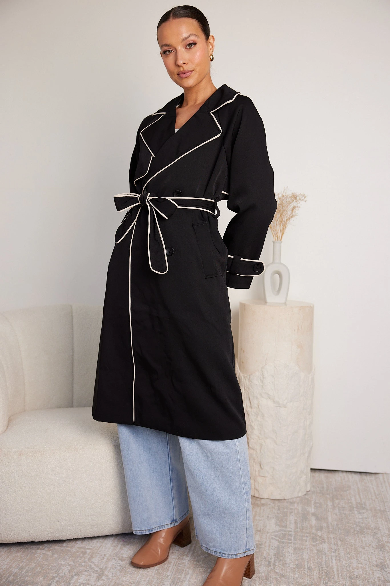 Sebasta Trench Coat - Black Multi 6 Sebasta Trench Coat - Black Multi - Image 4