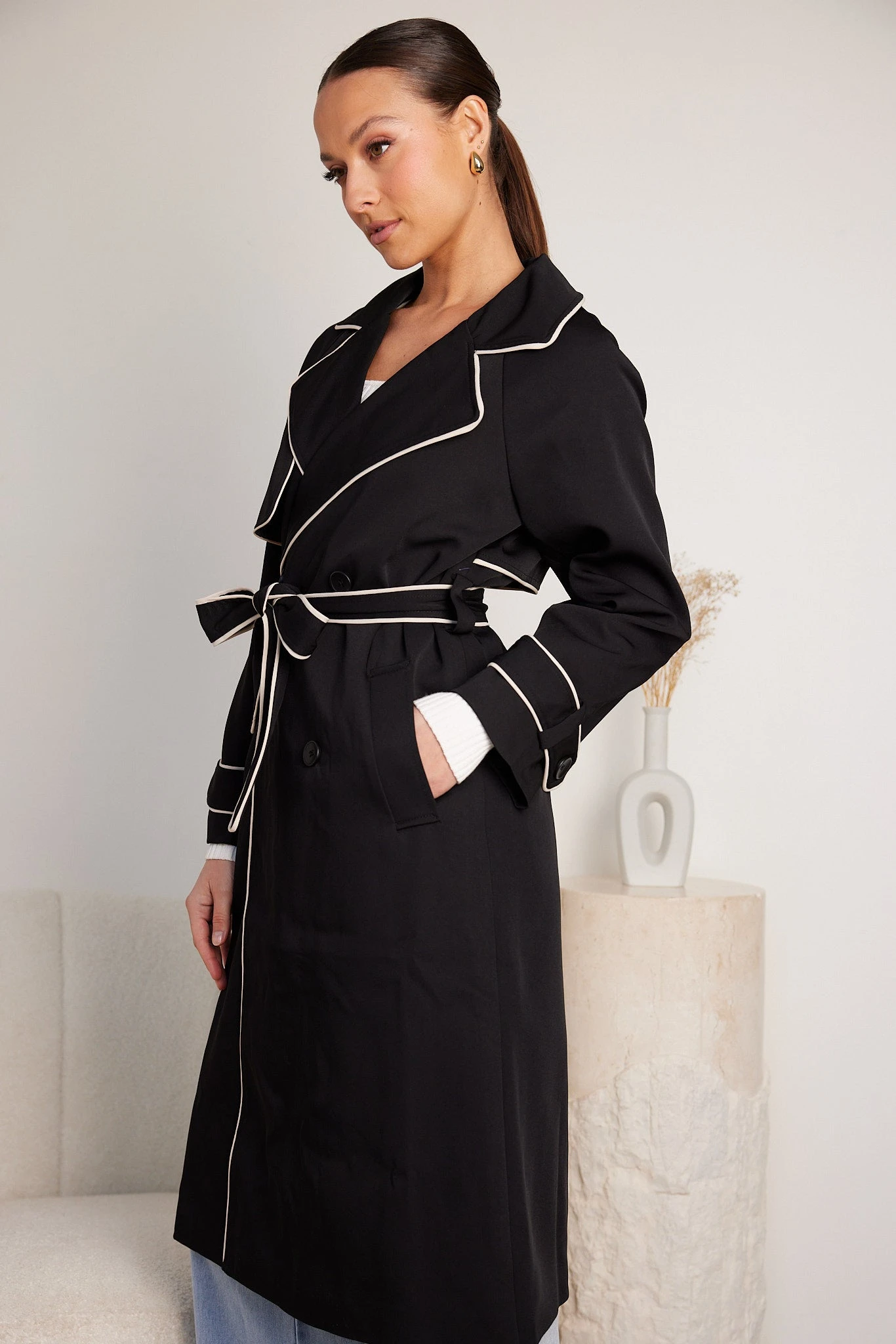 Sebasta Trench Coat - Black Multi 8 Sebasta Trench Coat - Black Multi - Image 6