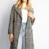 Shanice Coat - Grey Check -Reverse Sale Store Shanice Coat Grey Check Coats womens clothing