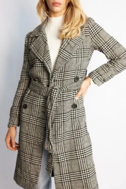 Shanice Coat - Grey Check -Reverse Sale Store Shanice Coat Grey Check Coats womens clothing 3