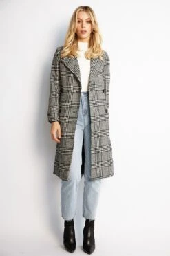 Shanice Coat - Grey Check -Reverse Sale Store Shanice Coat Grey Check Coats womens clothing 4