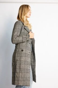 Shanice Coat - Grey Check -Reverse Sale Store Shanice Coat Grey Check Coats womens clothing 5