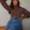 Tibby Top - Chocolate 2 Tibby Top - Chocolate -Reverse Sale Store Tibby Top Chocolate Tops womens clothing