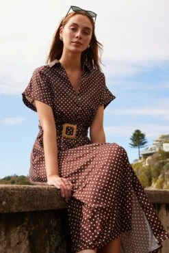 Veloma Dress - Brown Spot