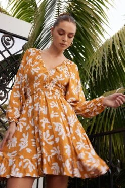 Vincenza Dress - Mustard Print