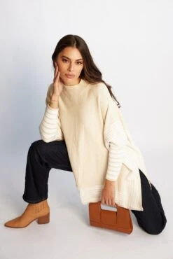 Yolana Knit - Beige Stripe