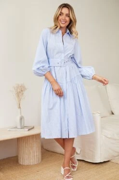 Zenada Dress - Blue Stripe