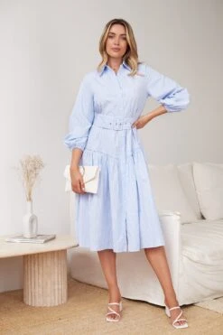 Zenada Dress - Blue Stripe -Reverse Sale Store Zenada Dress Blue Stripe Dresses womens dresses womens clothing 4