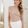 Zeruah Knit Top - Beige -Reverse Sale Store Zeruah Knit Top Beige Tops womens clothing