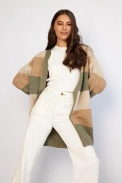 Zonya Cardigan - Khaki Multi