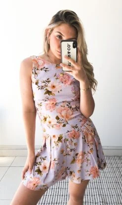 Chateau Shorts - Lilac Print -Reverse Sale Store chateau shorts lilac print shorts womens clothing