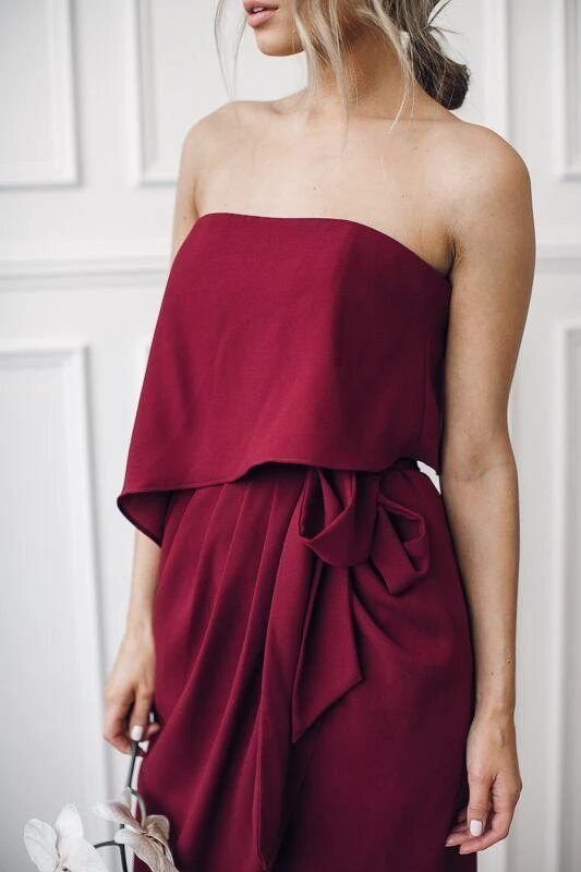Fleur Strapless Dress - Burgundy 12 Fleur Strapless Dress - Burgundy - Image 10