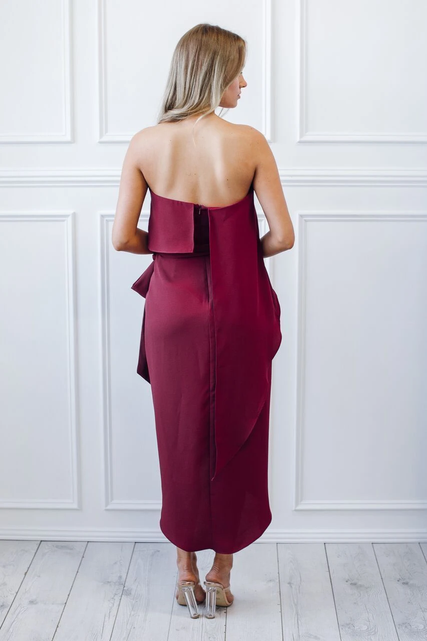 Fleur Strapless Dress - Burgundy 6 Fleur Strapless Dress - Burgundy - Image 4
