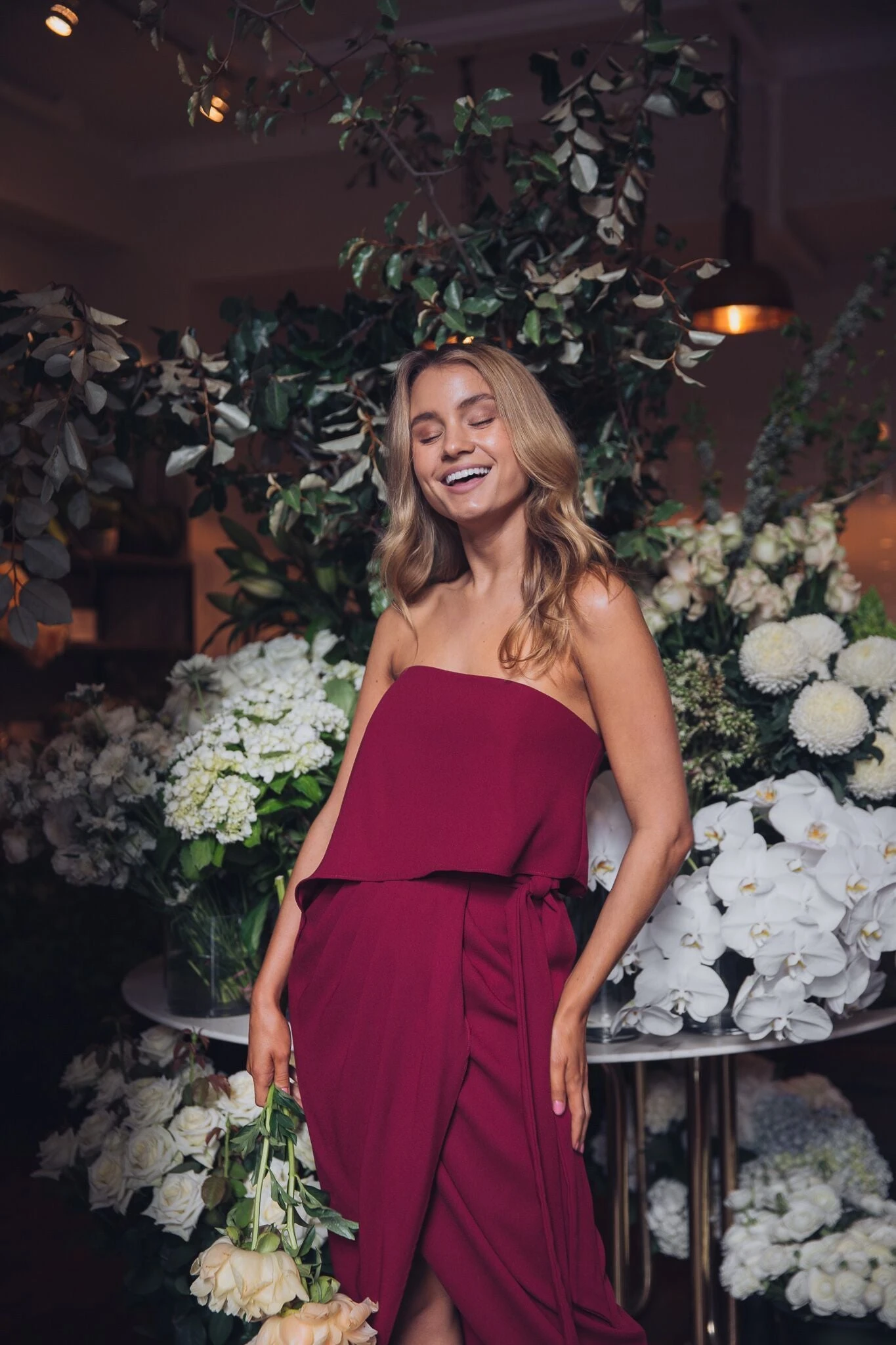 Fleur Strapless Dress - Burgundy 10 Fleur Strapless Dress - Burgundy - Image 8