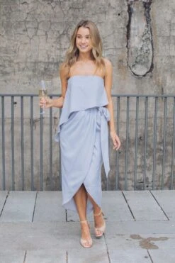 Fleur Strapless Dress - Silver -Reverse Sale Store fleur strapless dress silver dresses womens dresses womens clothing 12